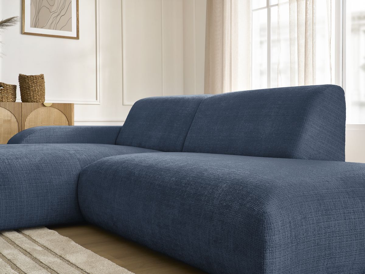 Bobochic Sirius Ecksofa 300 × 170 cm Strukturstoff Dunkelblau Ecke links
