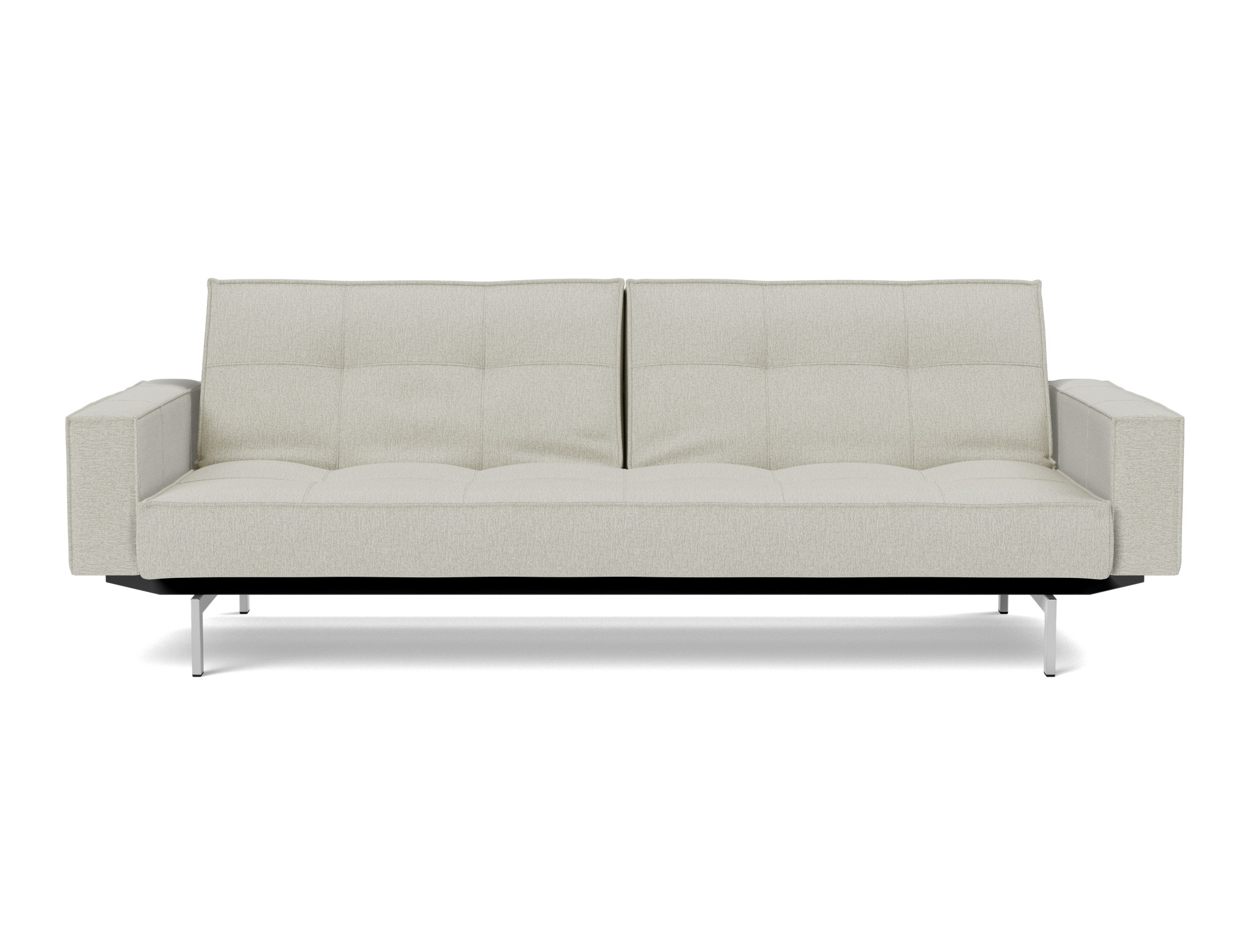 Schlafsofa Splitback mit Armlehnen Flachgewebe Mixed Dance 527-Natural Beine Chrom