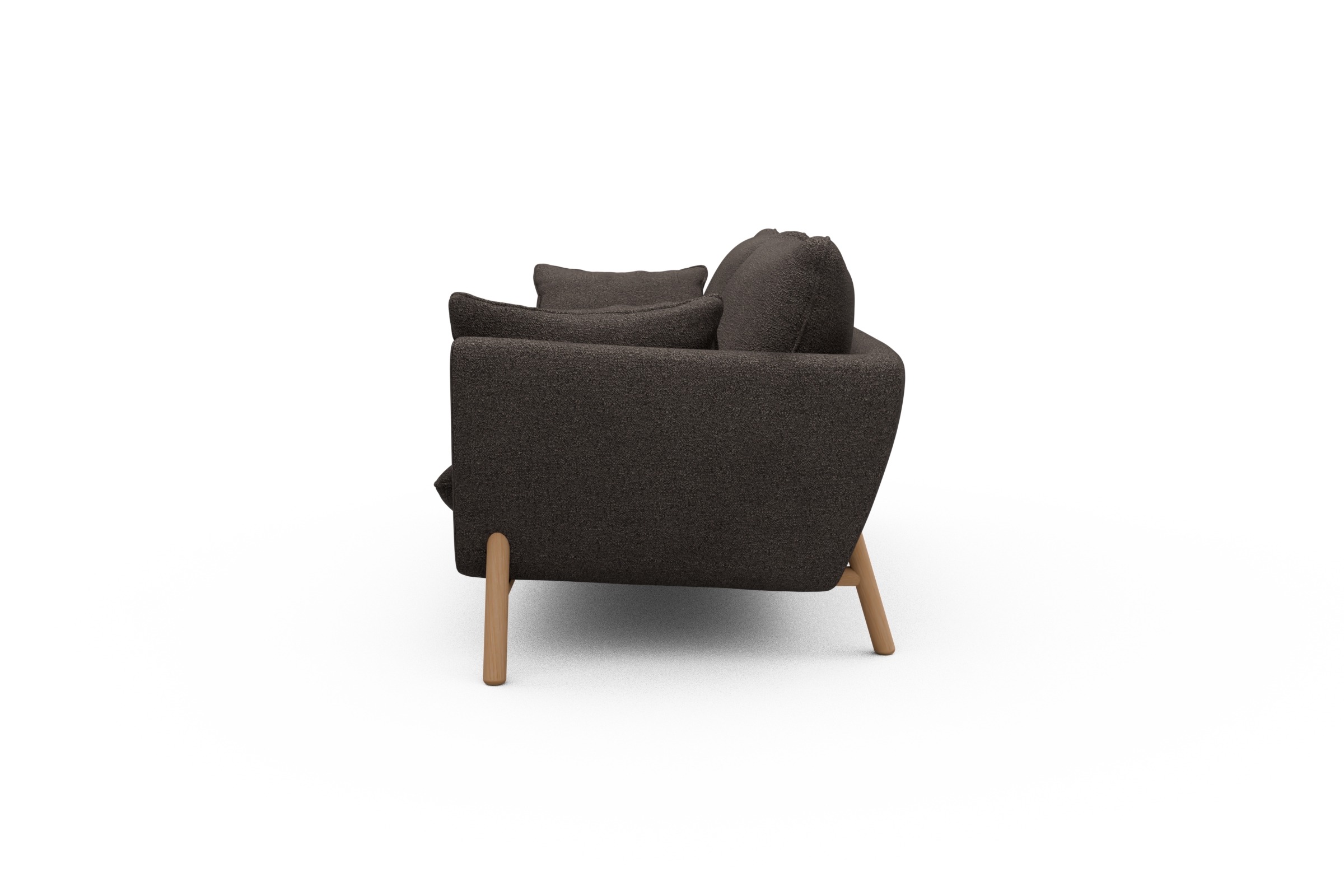 Sofa Emil 3-Sitzer Beinfarbe Eiche Natur Boucle-Taupe