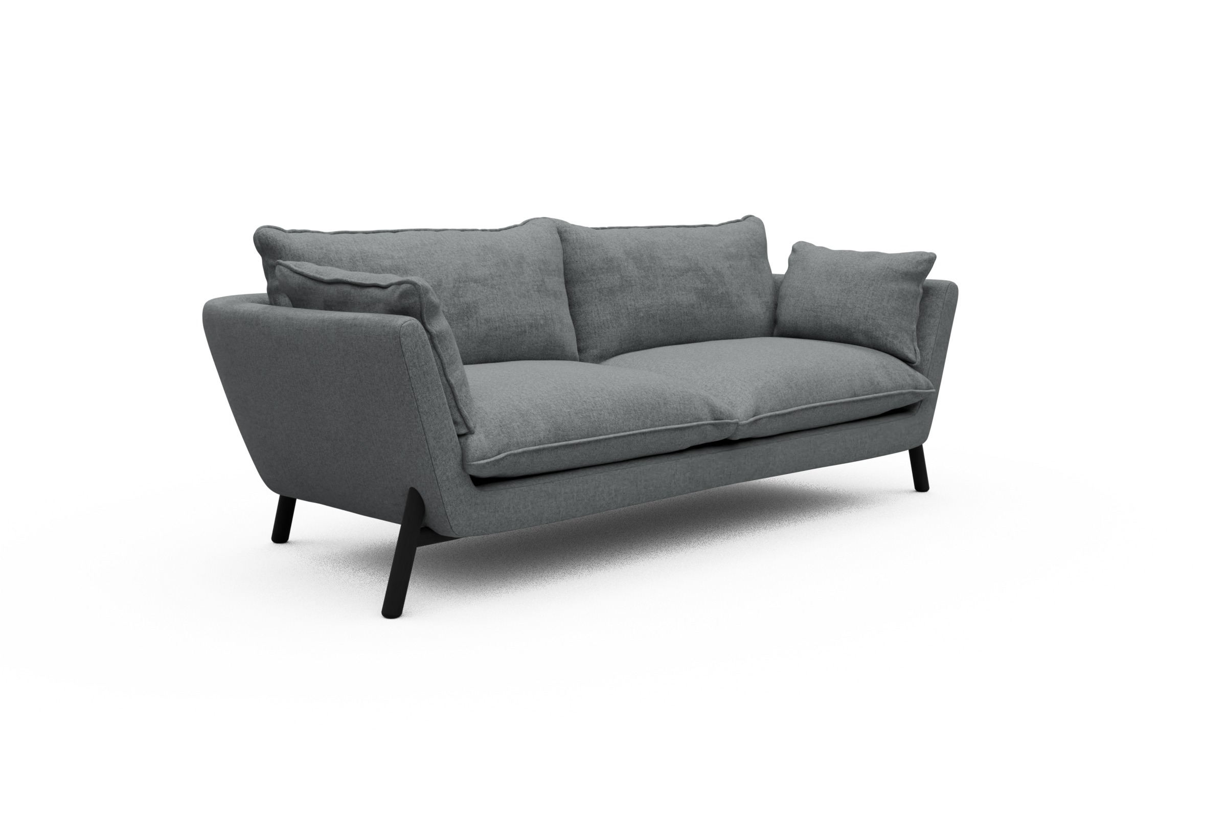 Sofa Emil PREMIUM 3-Sitzer Beinfarbe Eiche Schwarz Casone-Gravel-Grey