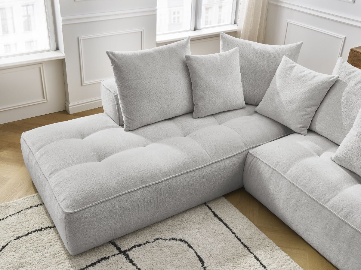 Bobochic Whesley Ecksofa Stoff Hellgrau Ecke links