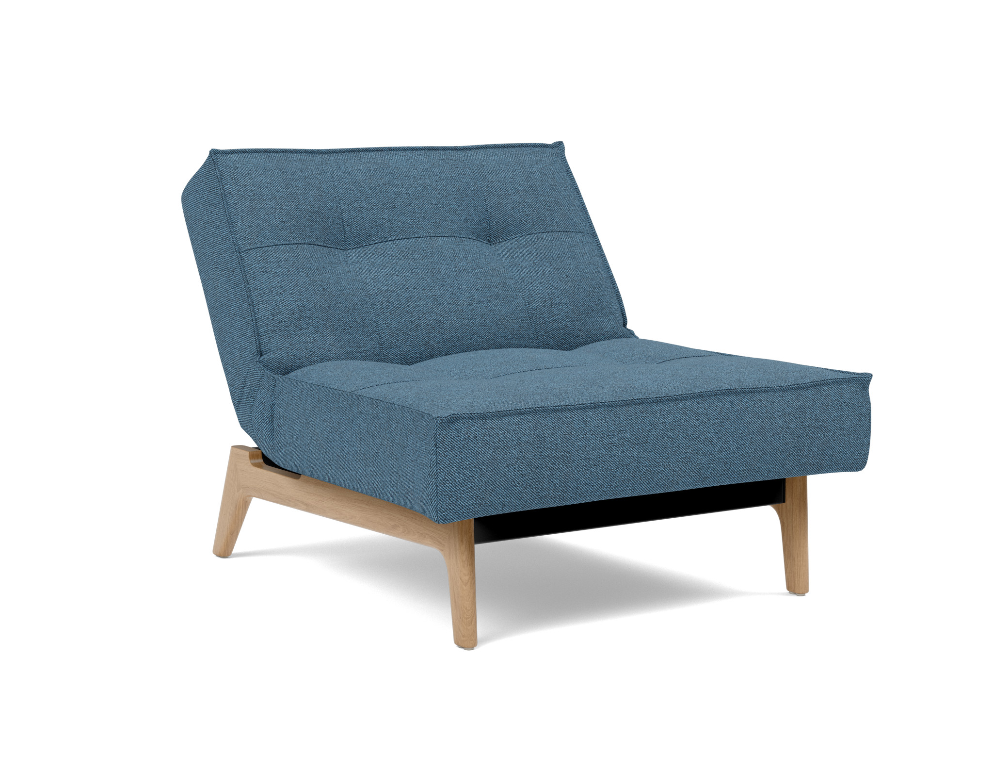 Sessel Splitback Strukturierter Stoff Weda 302-Weda-Blue Beine Eiche