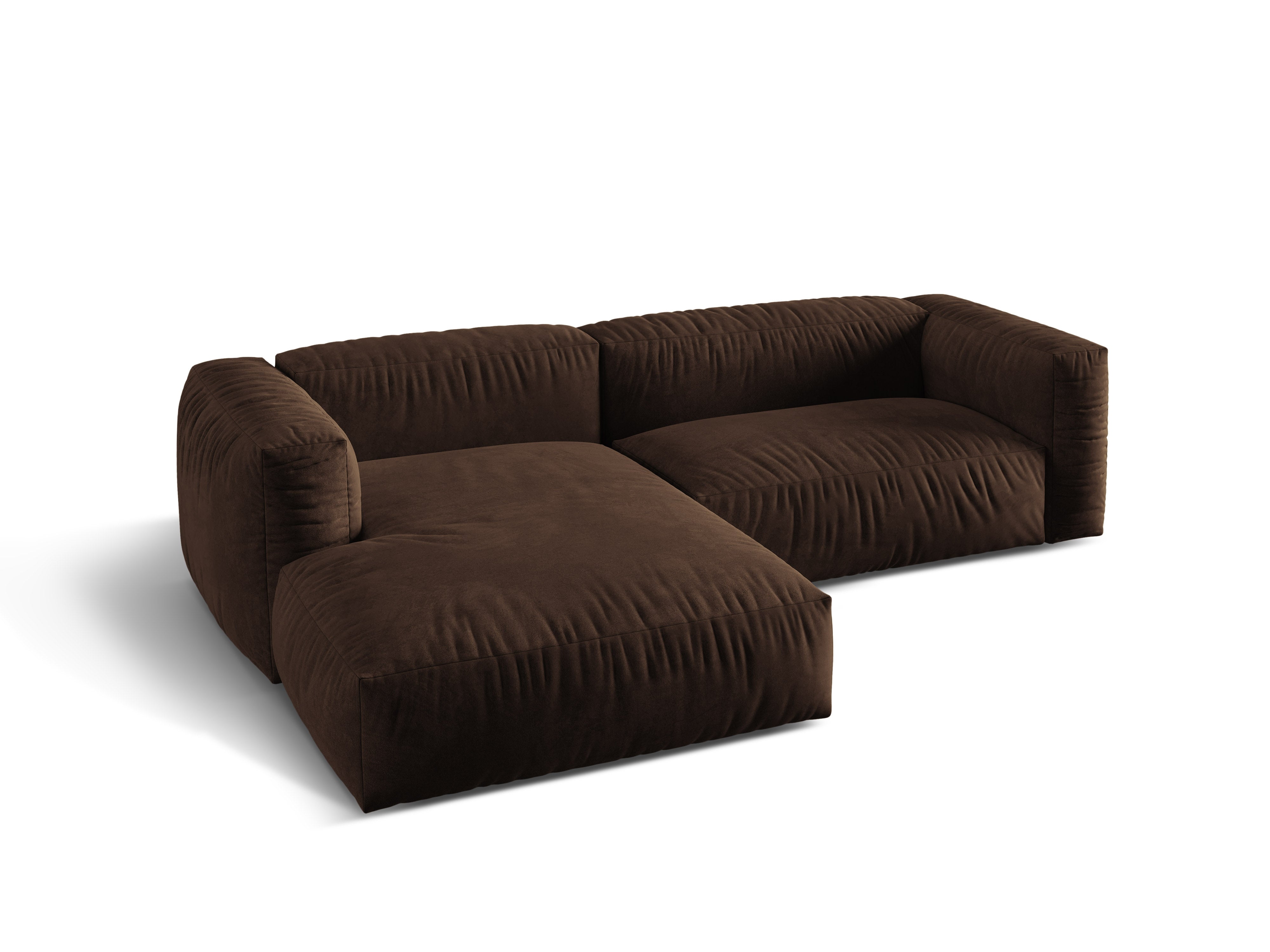Micadoni Ecksofa Martina 2-Sitzer Samt Vogue Schokolade Links