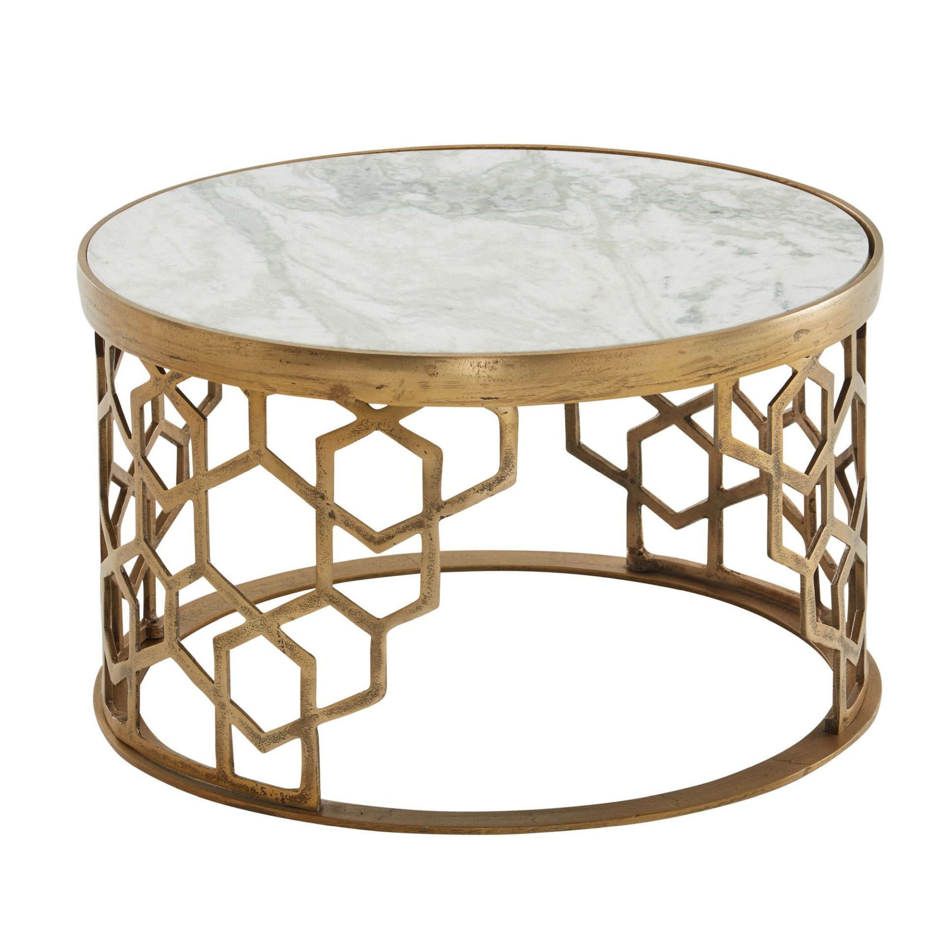 Couchtisch Tjeldsund Marmor Weiß Ø 60 × H 36 cm