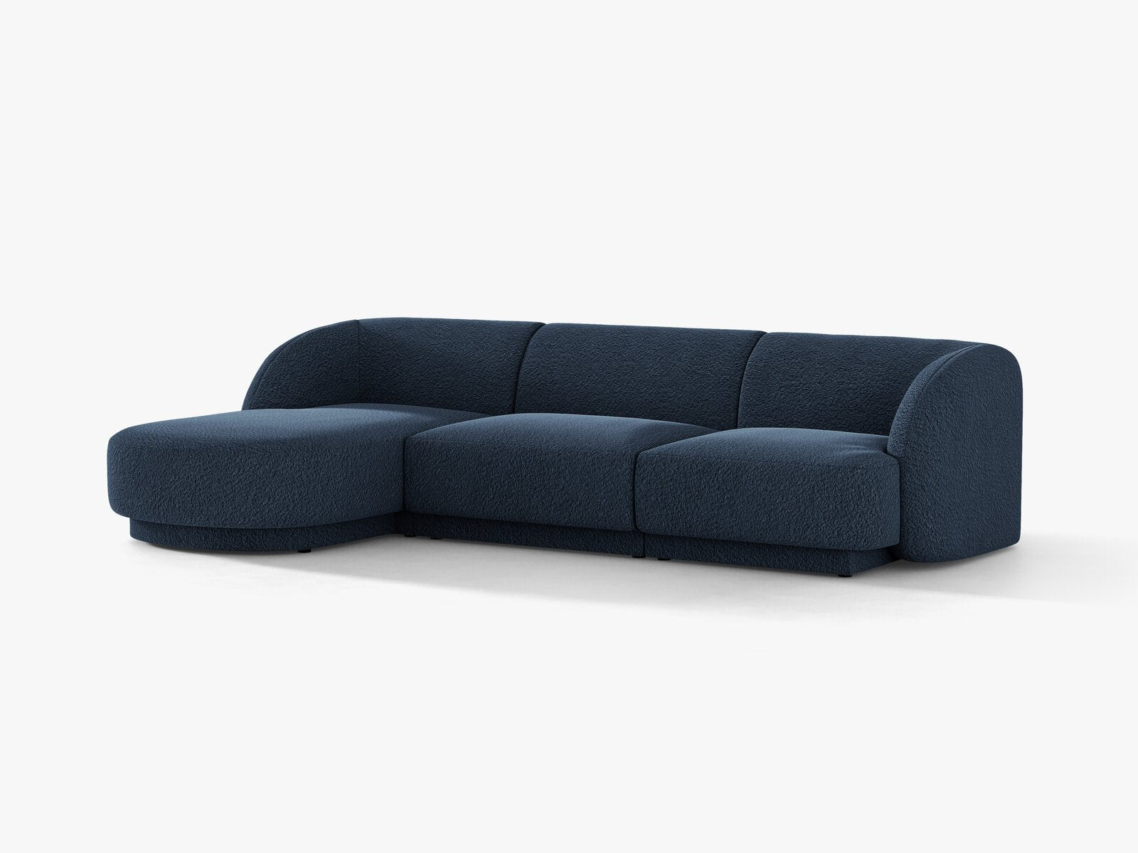 Micadoni Ecksofa Miley 4-Sitzer Links Boucle Baloo Dunkelblau