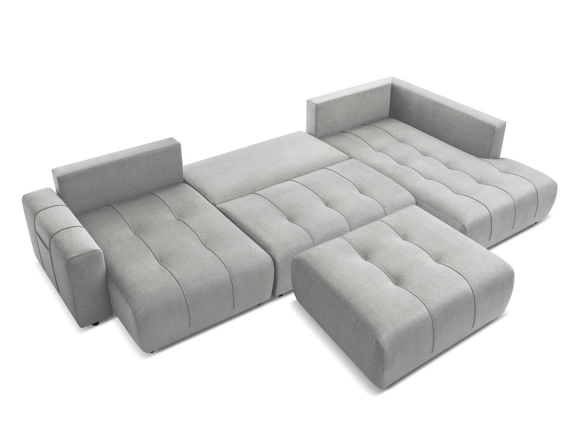 Bobochic Arsene Wohnlandschaft mit Pouf Samt Hellgrau Ecke links