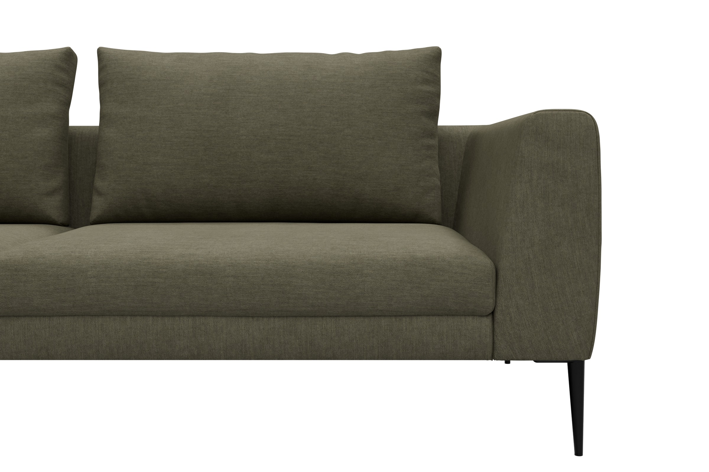Ecksofa Paul Relax-Ecke rechts mit 2-Sitzer Vivus-Dusty-Olive