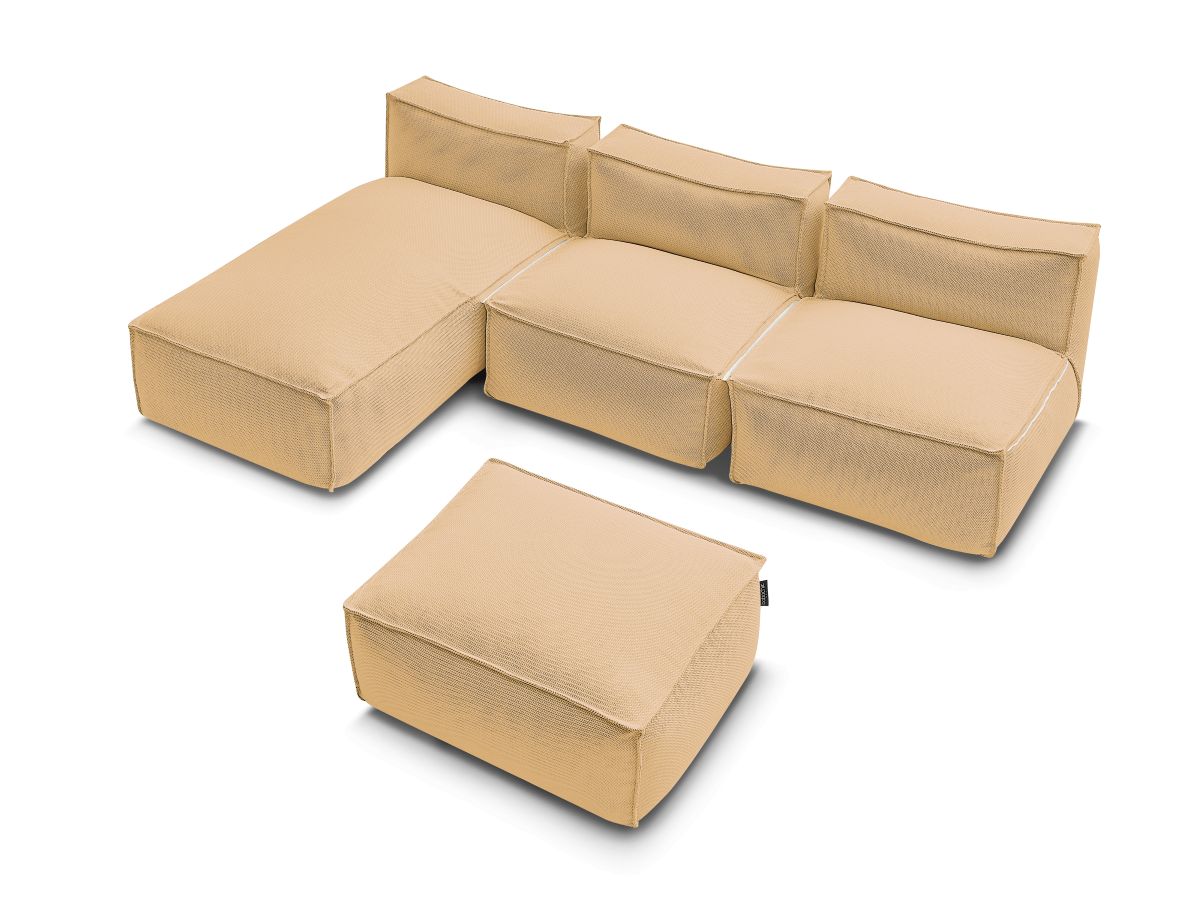 Bobochic Biarritz Gartensofa 4-Sitzer mit Pouf 252 × 168 cm Melange-Stoff Orange
