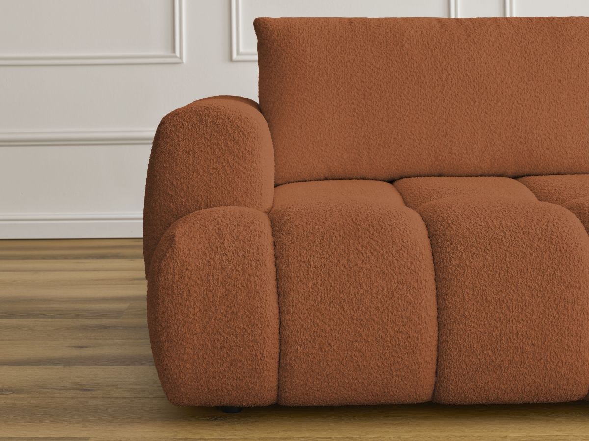 Bobochic Fuji Schlafsofa 3-Sitzer mit Bettkasten Bouclé-Stoff Orange