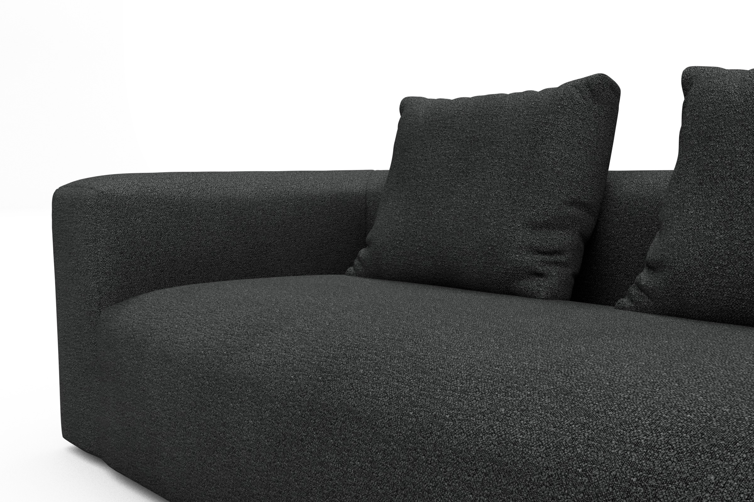 Ecksofa Fred Relax-Ecke rechts mit 2,5-Sitzer Boucle-Charcoal
