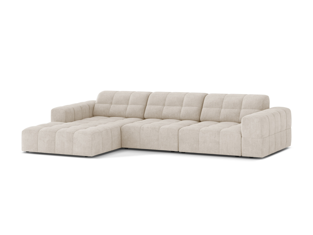 Cosmopolitan Design Ecksofa Chicago 4-Sitzer Chenille Eden Helles Beige Links