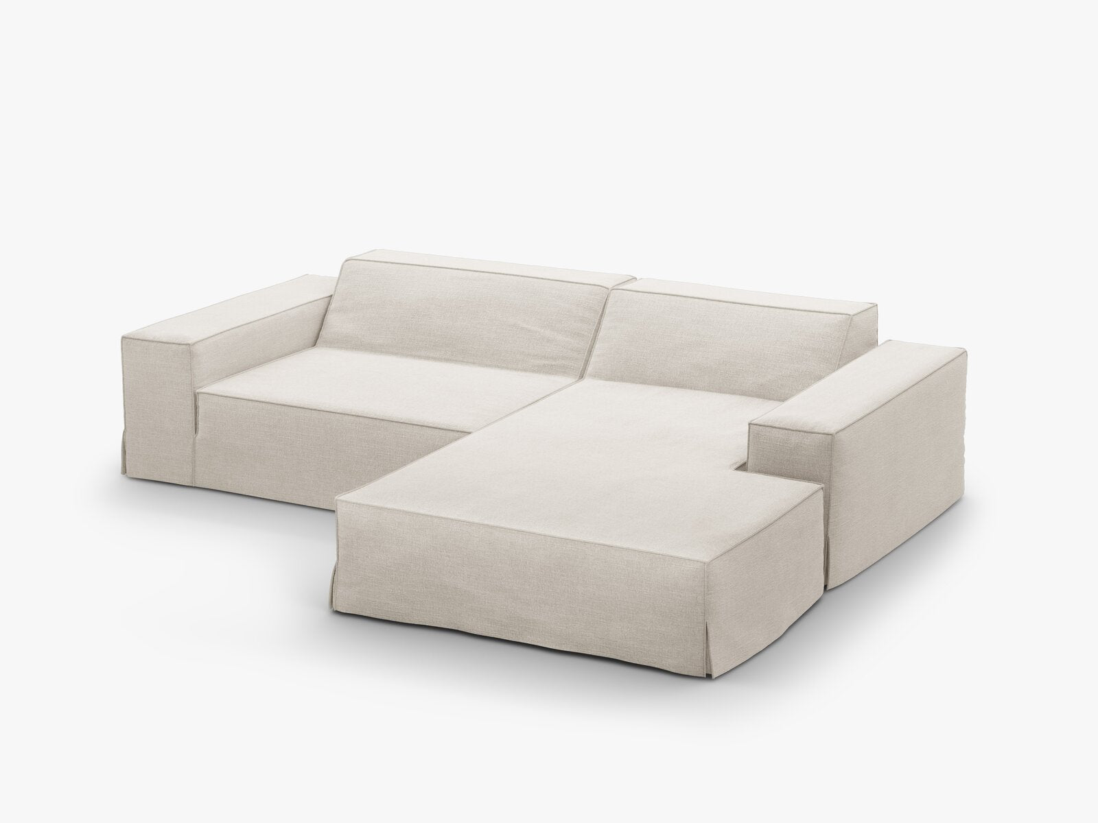 Micadoni Ecksofa Jodie 3-Sitzer Rechts Strukturierter Stoff Lins Natur