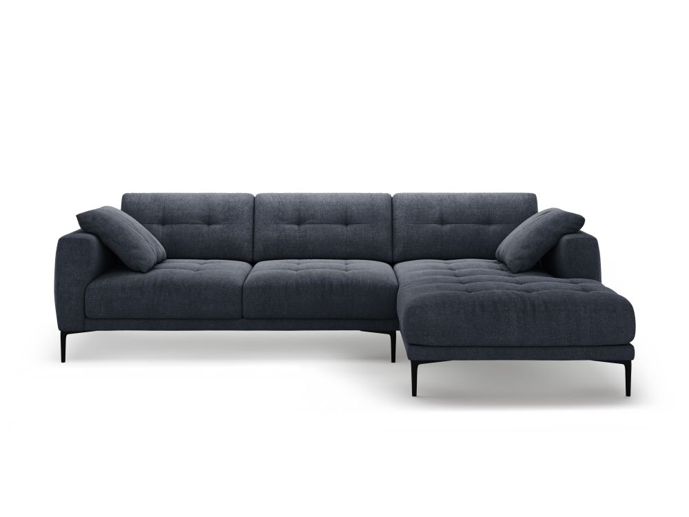 Cosmopolitan Design Ecksofa Lazio 3-Sitzer Strukturierter Stoff Sorella Dunkelblau Rechts
