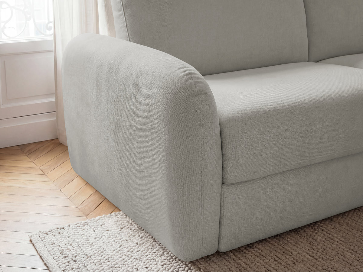 Bobochic Kenan Schlafsofa 3-Sitzer Stoff Hellgrau, Liegefläche 140 × 196 cm
