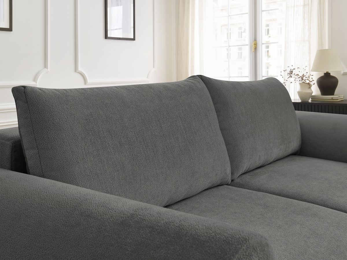 Bobochic Lucien Schlafsofa 3-Sitzer mit Bettkasten Stoff Dunkelgrau