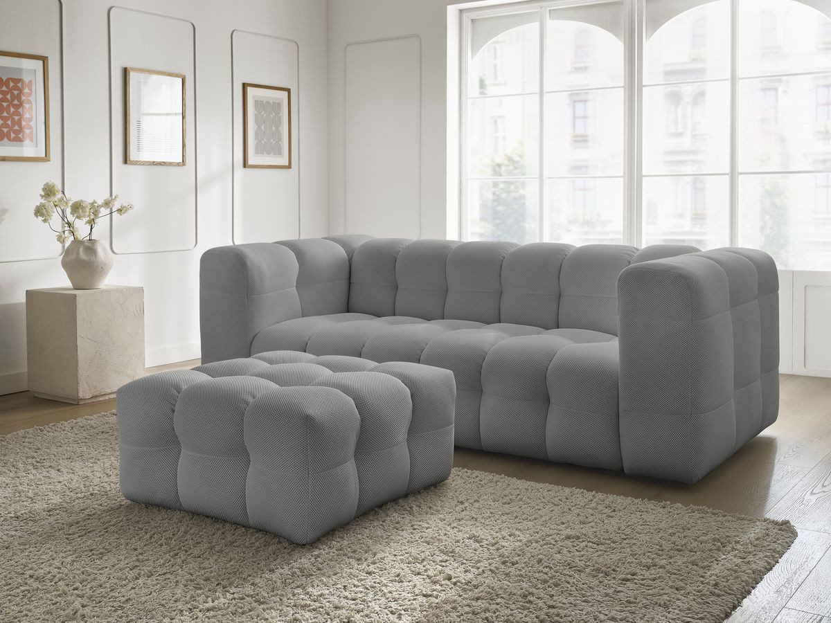 Bobochic Cloud Sofa 4-Sitzer mit Pouf Mesh-Stoff Hellgrau
