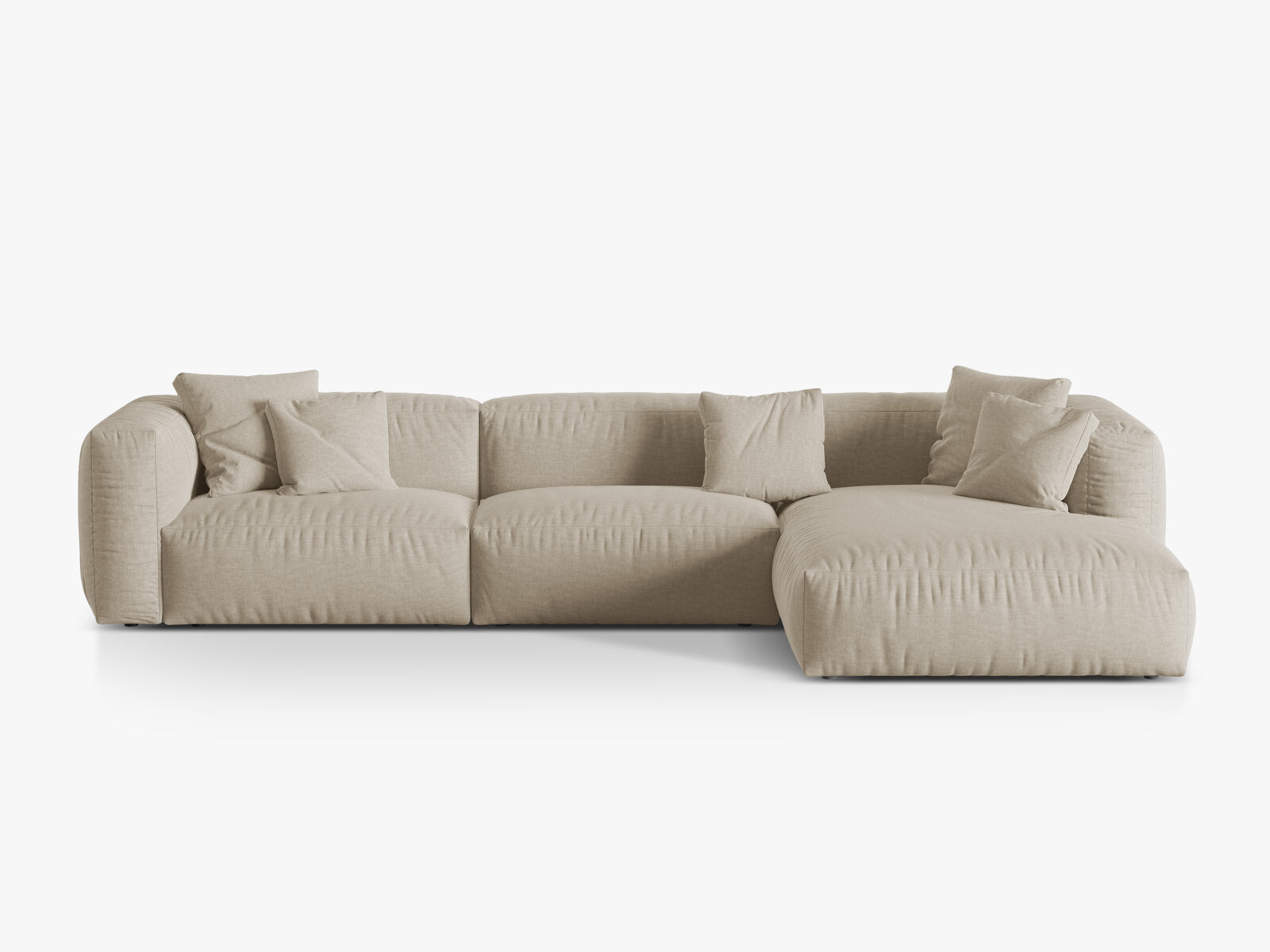 Micadoni Ecksofa Martina 3-Sitzer Rechts Strukturierter Stoff Boston Helles Beige