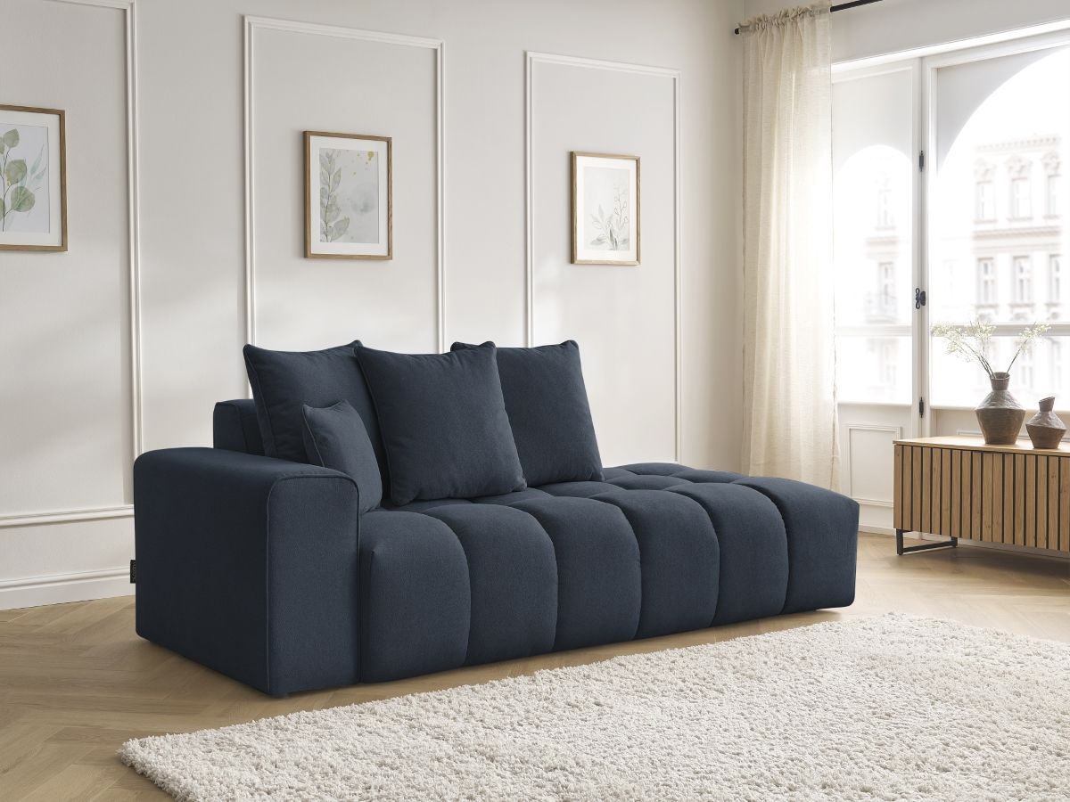 Bobochic Mont-blanc Sofa 4-Sitzer Melange-Stoff Dunkelblau Armlehne links
