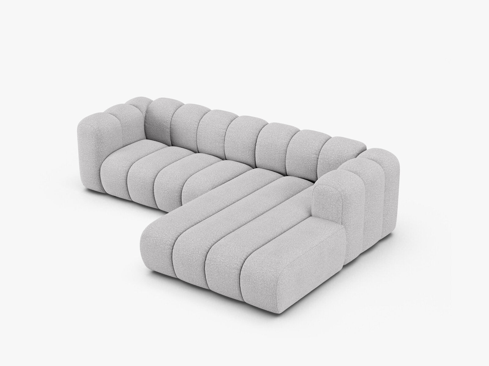 Micadoni Modulares Ecksofa Lupine 4-Sitzer mittelgroß Rechts Boucle Baloo Hellgrau