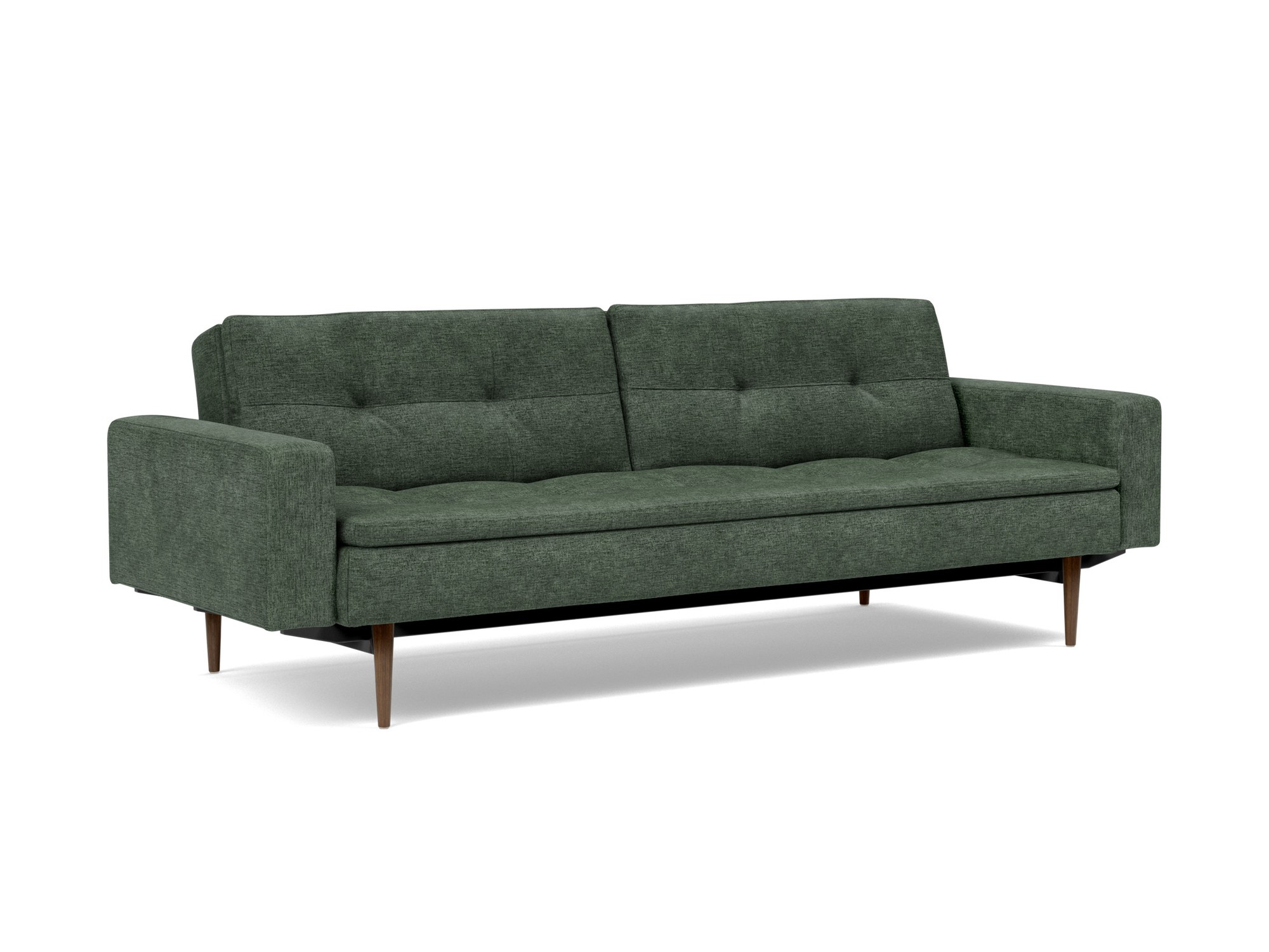 Schlafsofa Dublexo mit Armlehnen Flachgewebe Avella 281-Pine-Green Beine Styletto Eiche dunkel
