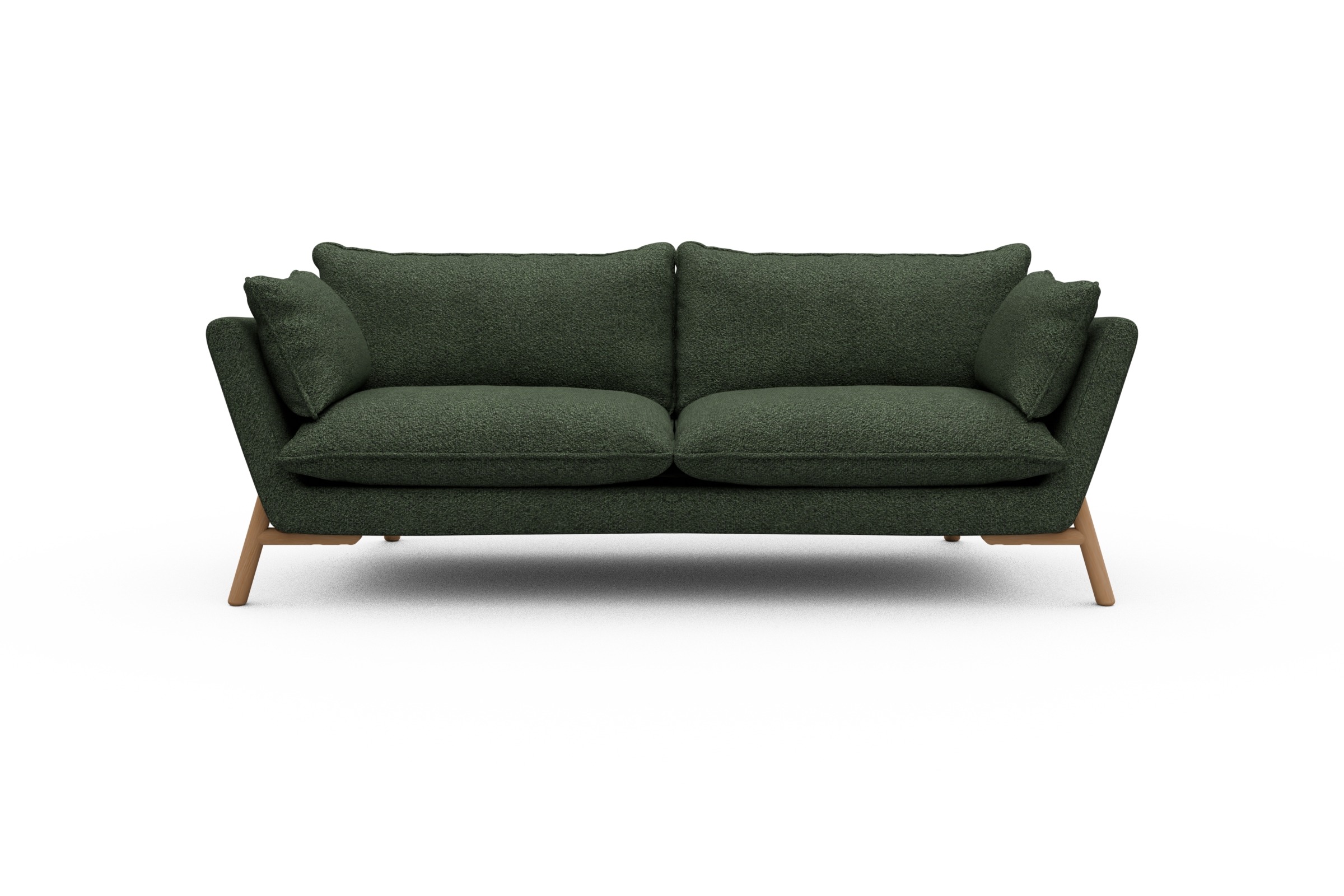 Skandi Home Sofa Emil PREMIUM 3-Sitzer Beinfarbe Eiche Natur Vanora-Deep-Green moebelfaktor