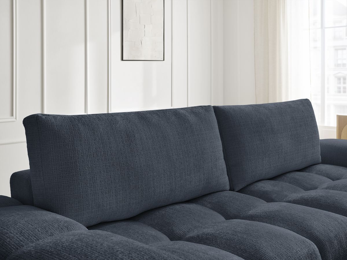 Bobochic Anakin Schlafsofa 3-Sitzer mit Bettkasten und Pouf, 2 Kissen Strukturstoff Dunkelblau