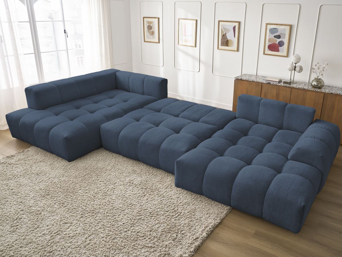 Bobochic Everest Wohnlandschaft, 14 Kissen Melange-Stoff Dunkelblau Ecke rechts