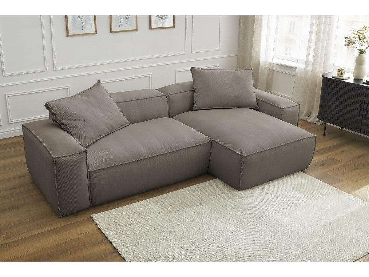 Bobochic Boheme Ecksofa, 3 Kissen Cordsamt Taupe