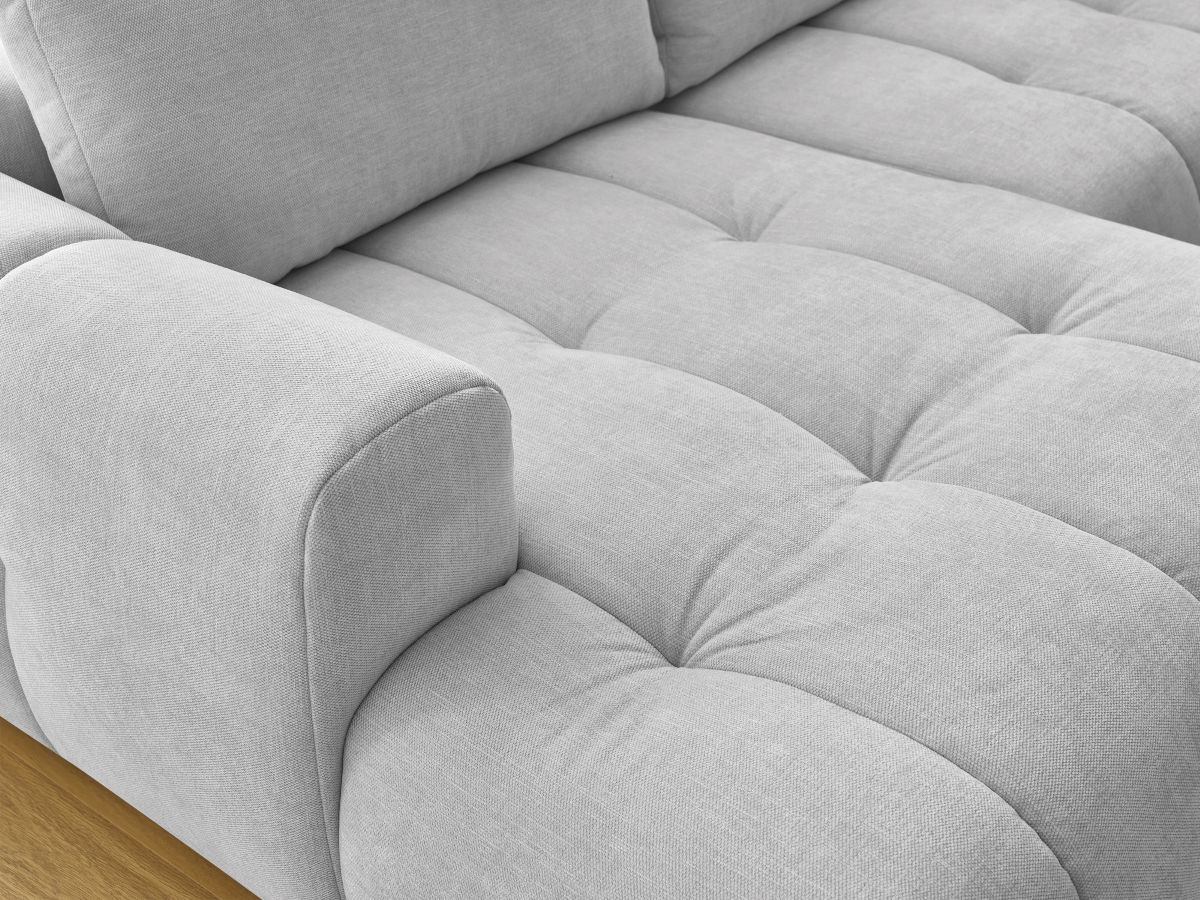 Bobochic Fuji Wohnlandschaft mit Pouf Stoff Hellgrau Ecke links
