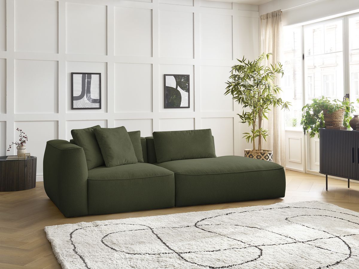 Bobochic Leopold Sofa 3-Sitzer Melange-Stoff Dunkelgrün Armlehne links