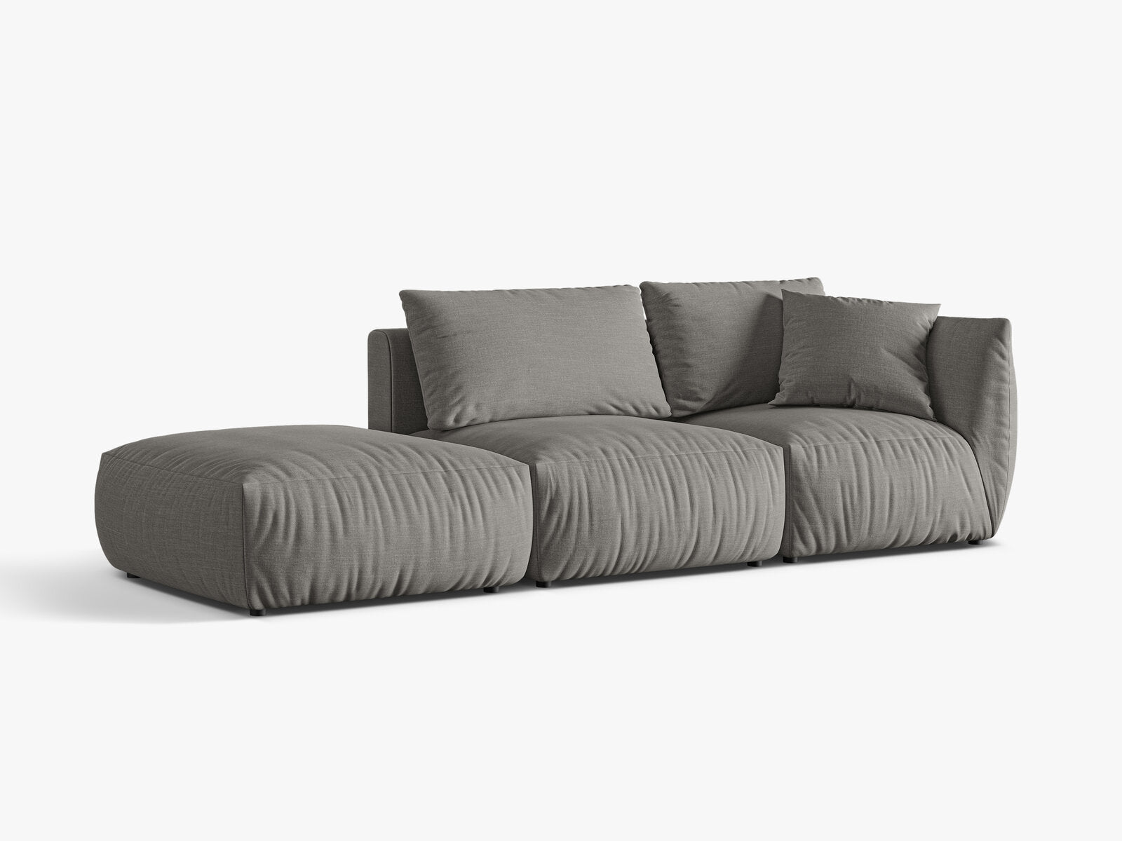 Micadoni Modulares Sofa Chris 3-Sitzer Links Strukturierter Stoff Warmes Grau