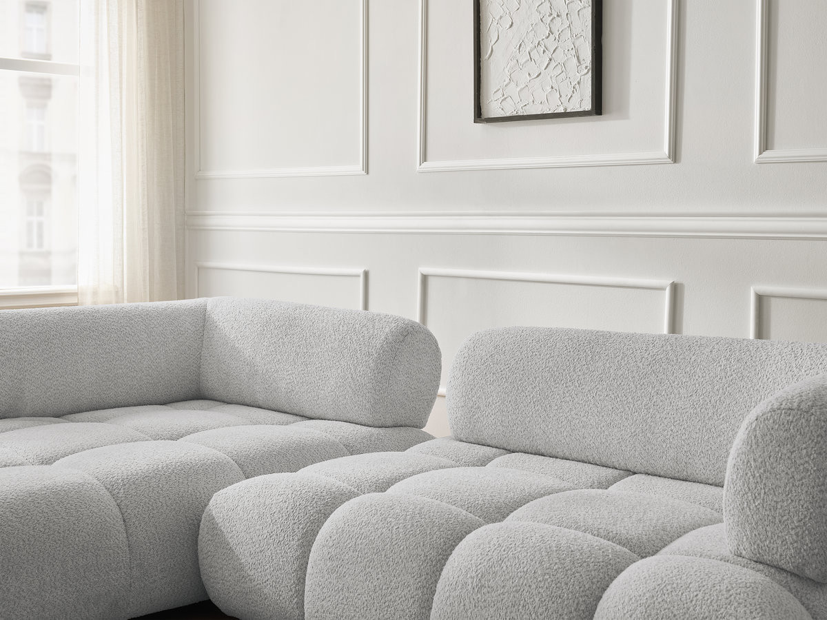 Bobochic Alya Ecksofa Bouclé-Stoff Hellgrau Ecke links