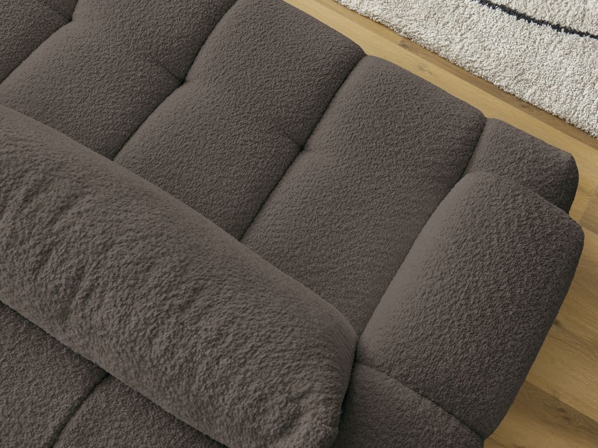 Bobochic Fuji Schlafsofa 3-Sitzer mit Bettkasten Bouclé-Stoff Braun