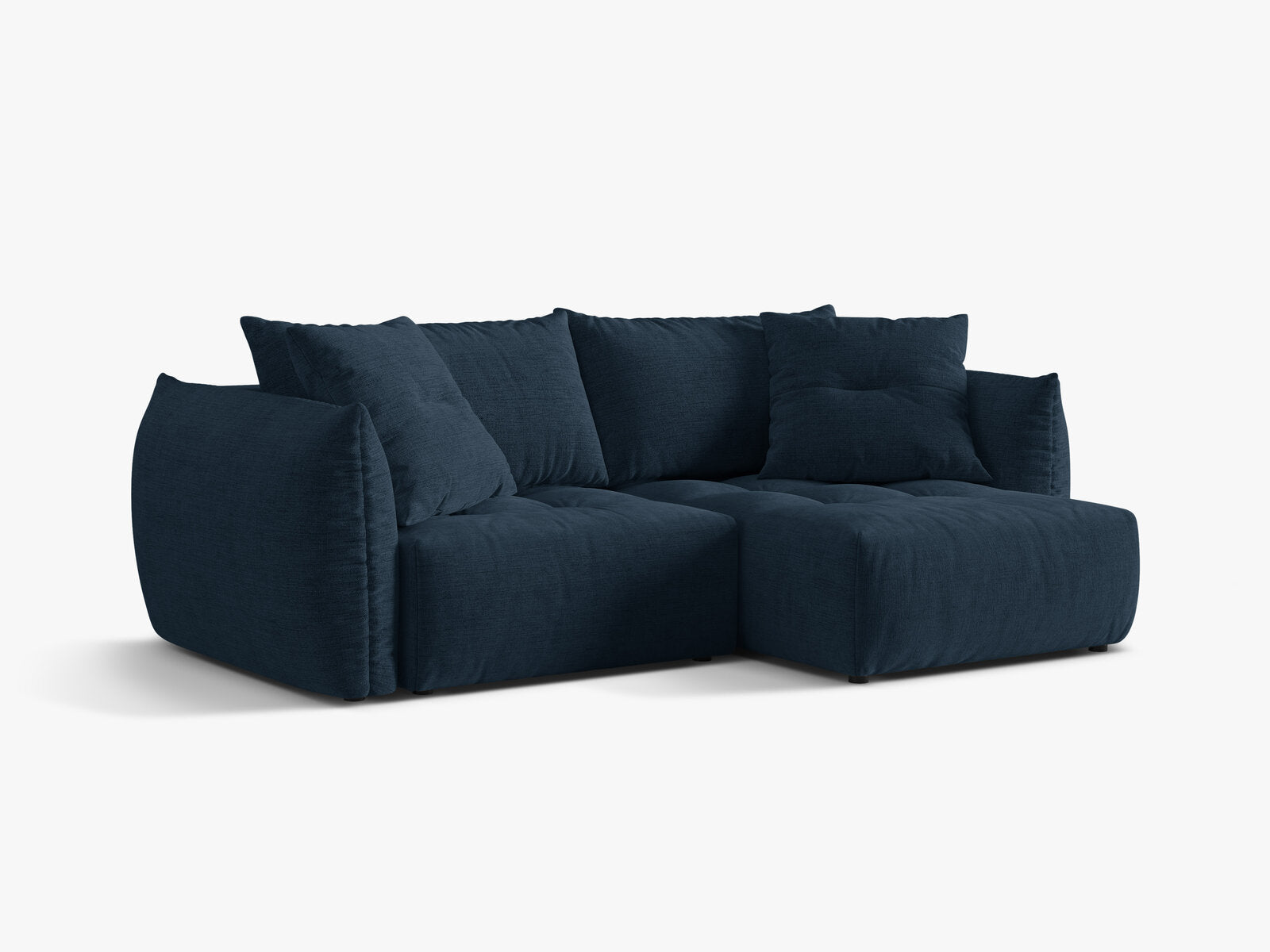 Micadoni Bloom Ecksofa 3-Sitzer mit Schlaffunktion Rechts Strukturierter Stoff Wind Marineblau