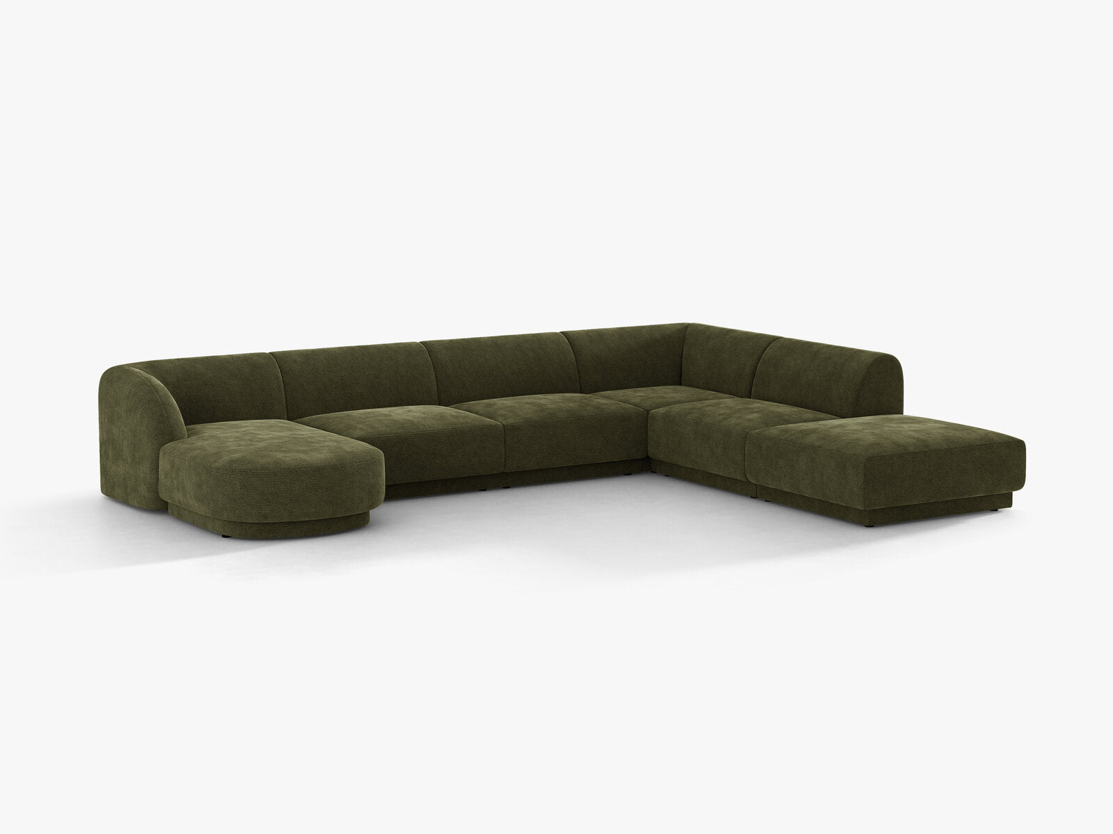 Micadoni Panorama-Ecksofa Miley 6-Sitzer Rechts Chenille Eden Grün