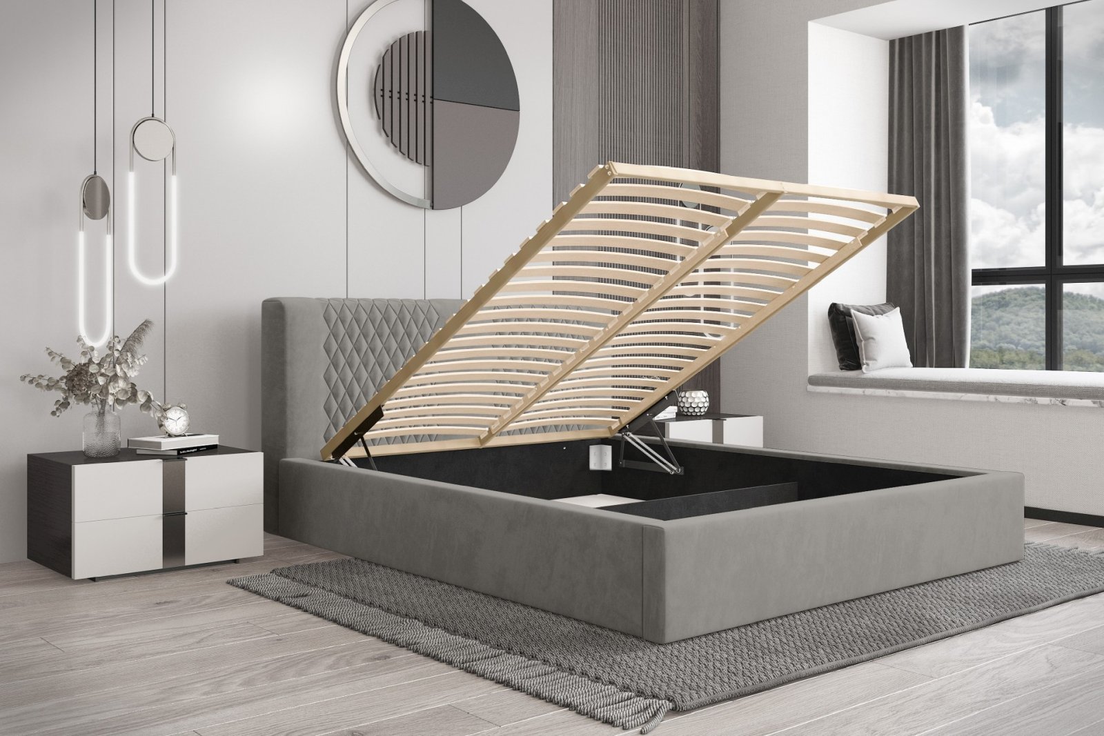 Polsterbett Orio Chenille 140x200 mit Holzrahmen Ditra-New 15