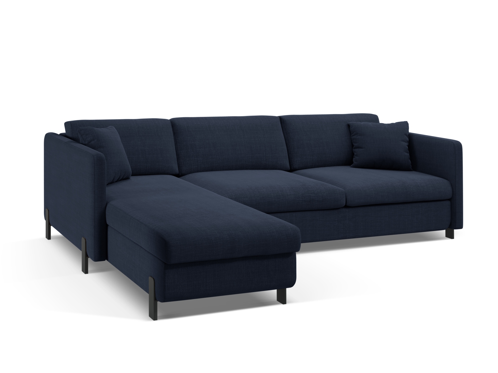 Micadoni Schlaf-Ecksofa Gloria 5-Sitzer Links Strukturierter Stoff Blau 205x160
