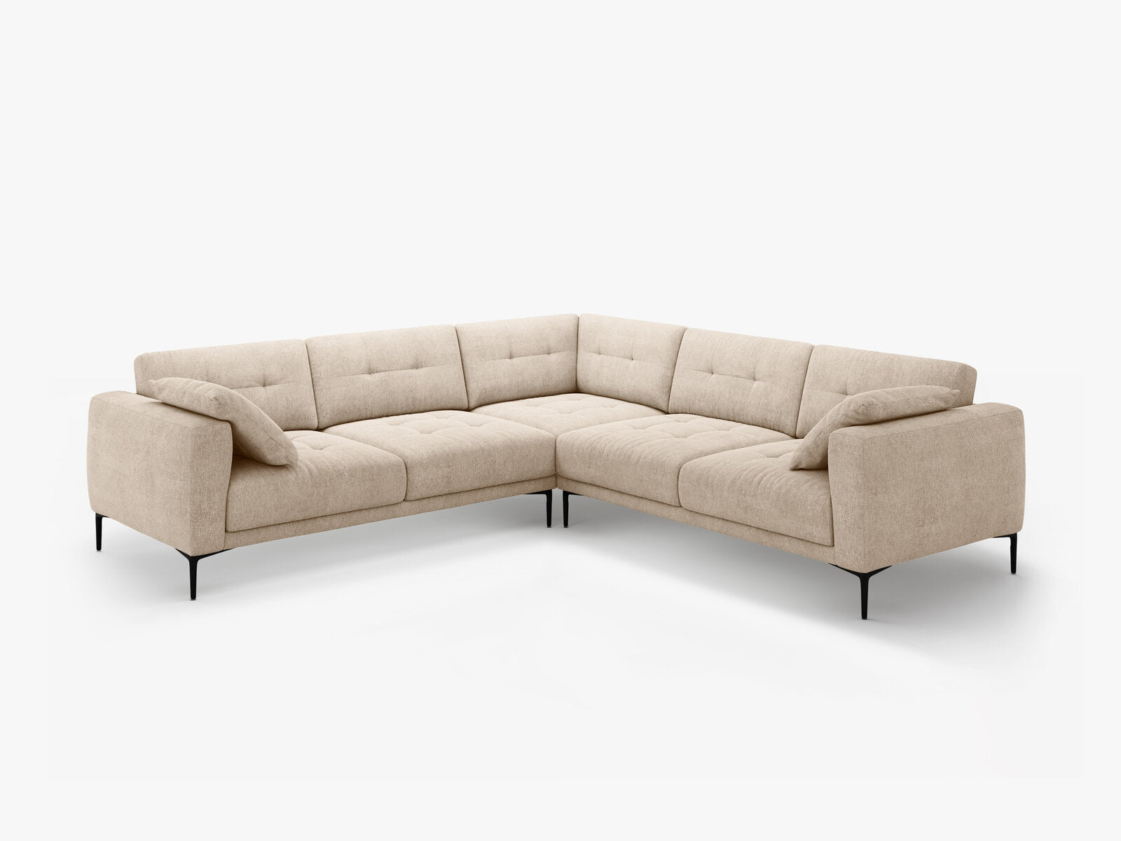 Micadoni Ecksofa Bemy 5-Sitzer Strukturierter Stoff Sand
