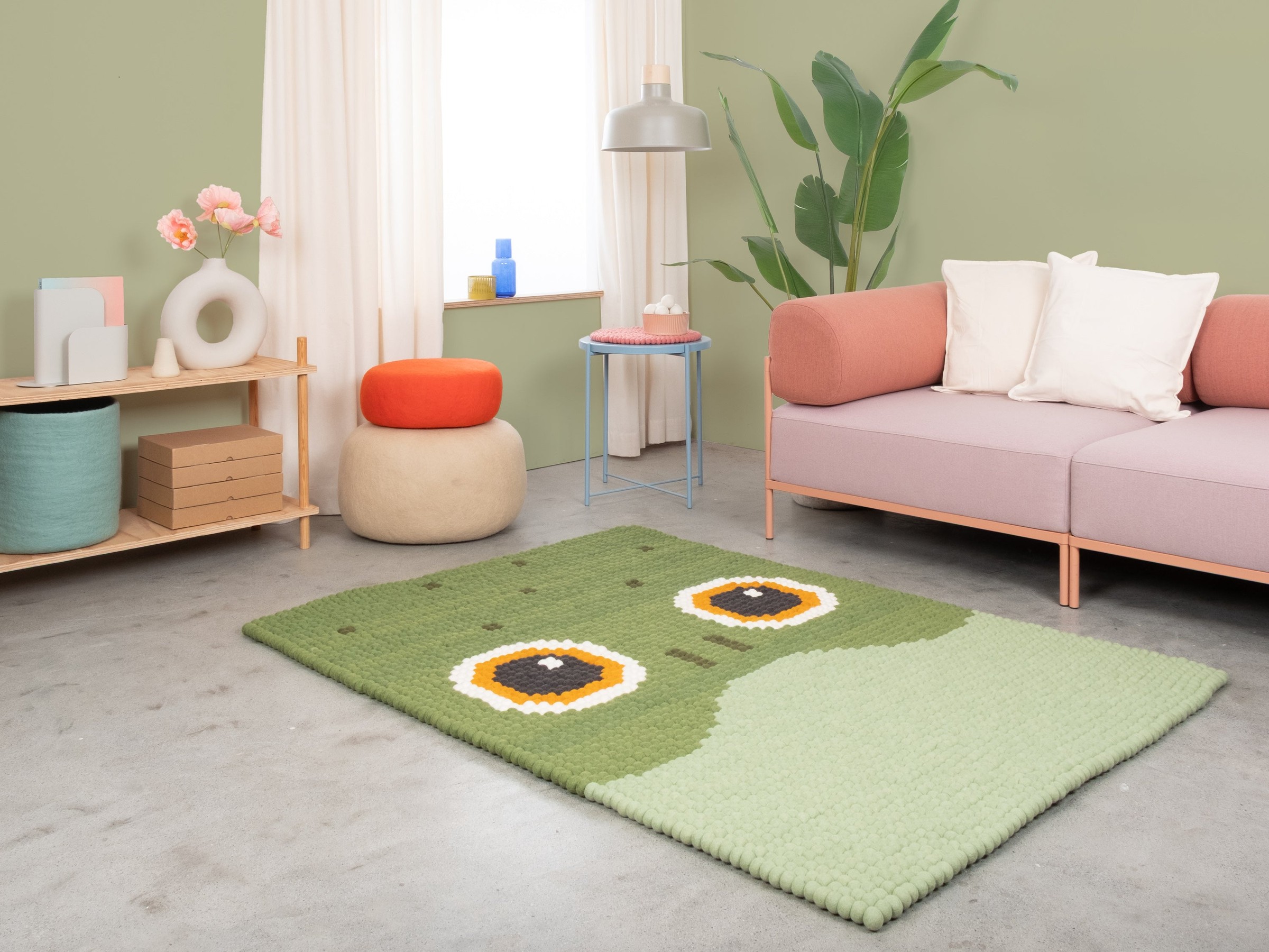 myfelt Käthe Filzkugelteppich Grün