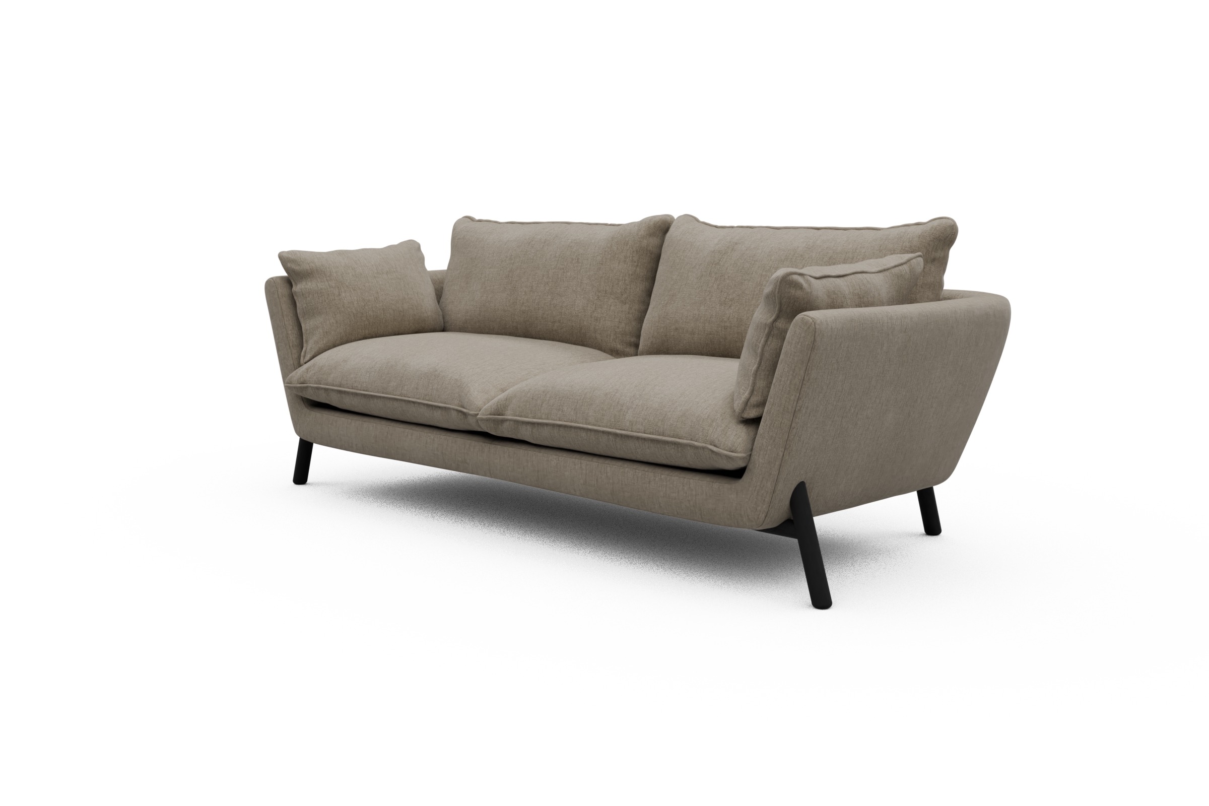 Sofa Emil PREMIUM 3-Sitzer Beinfarbe Eiche Schwarz Smooth-Beige