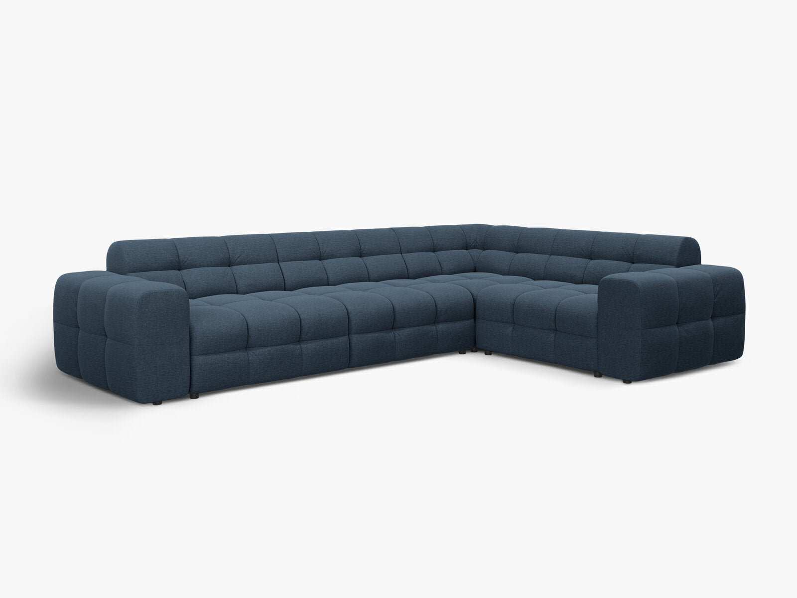 Micadoni Ecksofa Kendal 6-Sitzer Rechts Strukturierter Stoff Marineblau