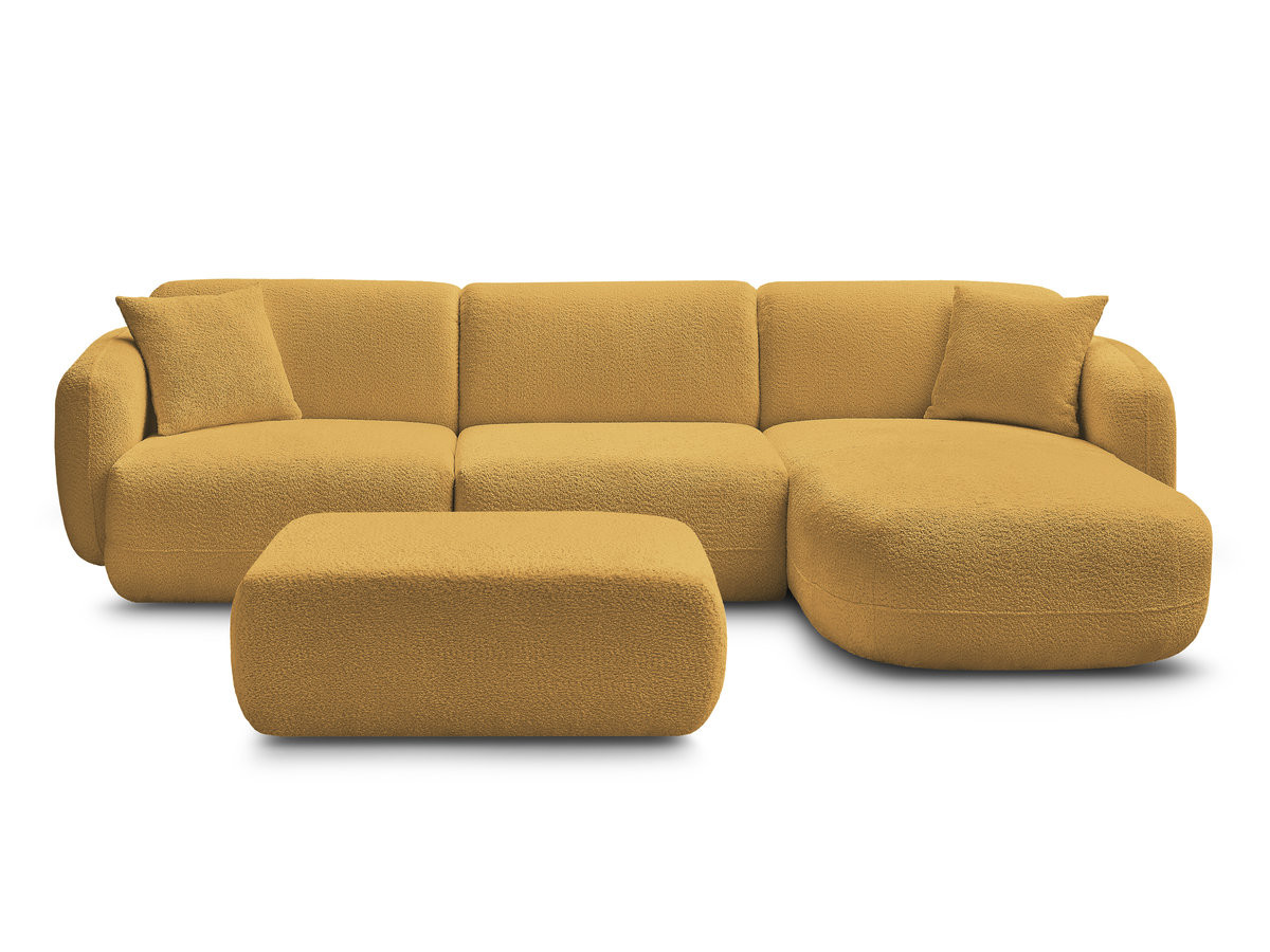 Bobochic Anda Ecksofa mit Pouf 292 × 163 cm Chenille Gelb Ecke rechts