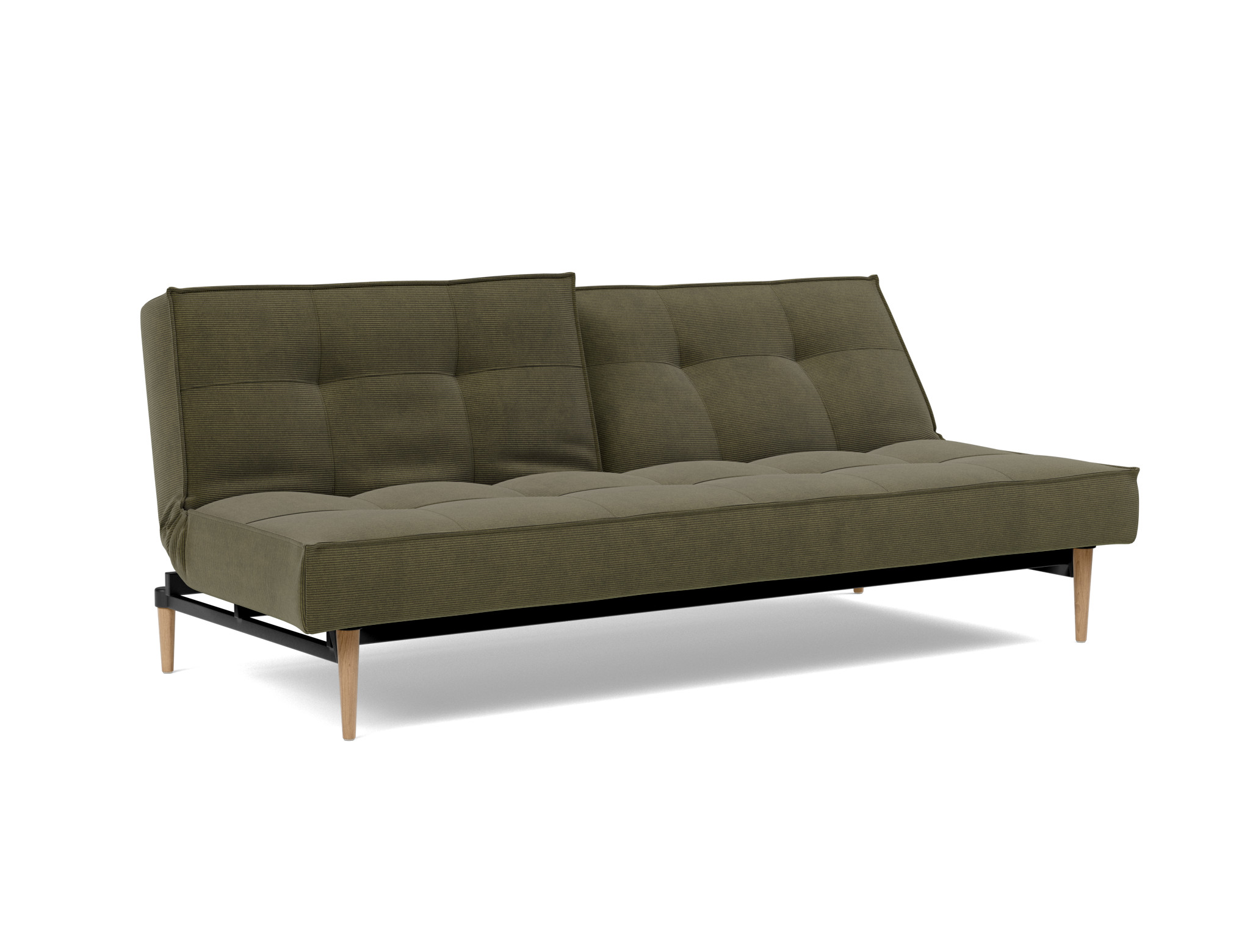Schlafsofa Splitback Kord Cordufine 316-Pine-Green Beine Styletto Eiche hell