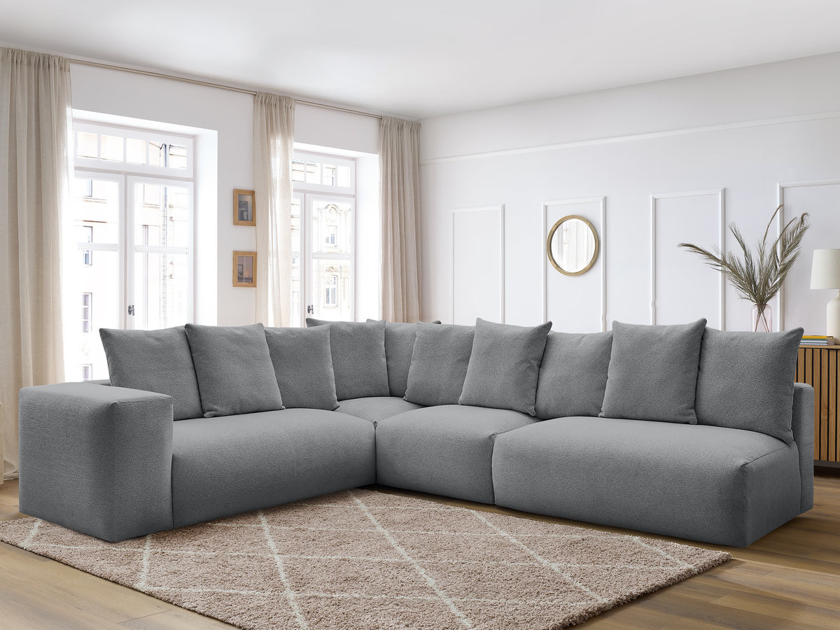 Bobochic Voltaire Ecksofa 322 × 268 cm Melange-Stoff Dunkelgrau Ecke links