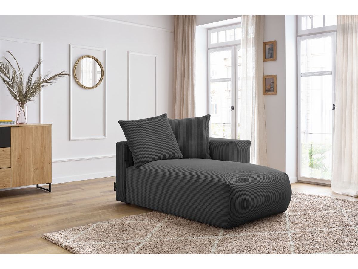 Bobochic Voltaire Méridienne-Modul Cordsamt Dunkelgrau Ecke rechts