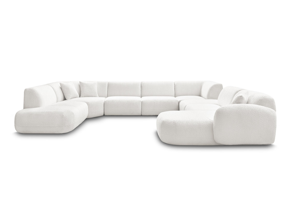 Bobochic Anda Wohnlandschaft mit Pouf 396 × 357 cm Chenille Weiß Ecke rechts