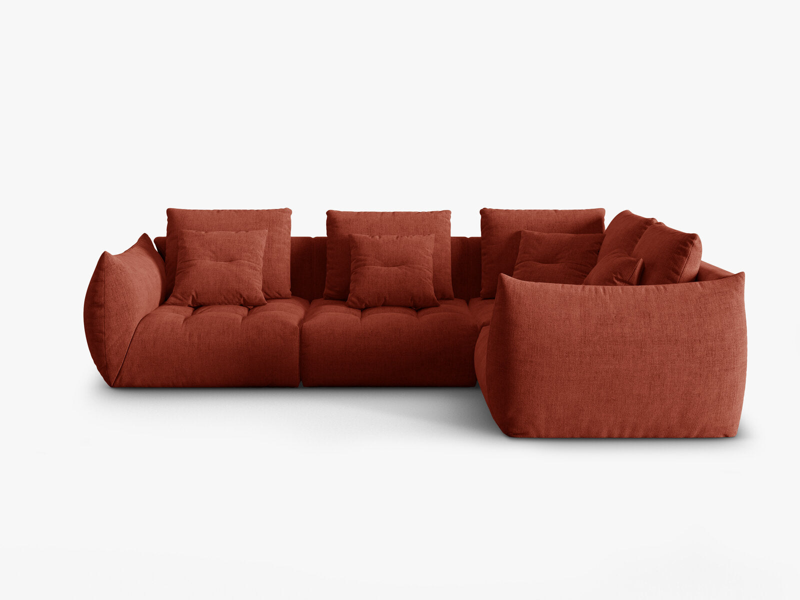 Micadoni Ecksofa Bloom 4-Sitzer Strukturierter Stoff Wind Kastanienbraun Rechts