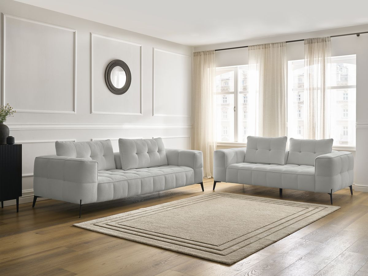 Bobochic Anis Sofa-Set 3- und 2-Sitzer Strukturstoff Hellgrau
