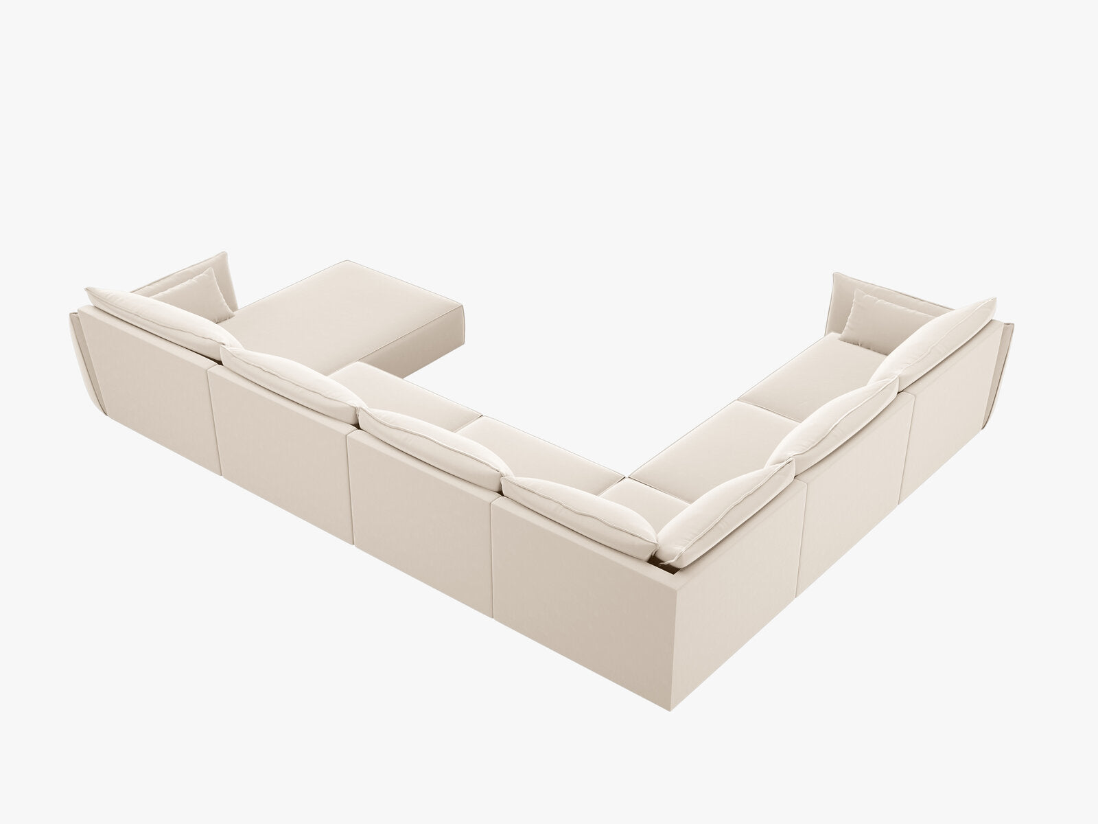 Micadoni Panorama-Ecksofa Kaelle 8-Sitzer Links Samt Bluvel Helles Beige
