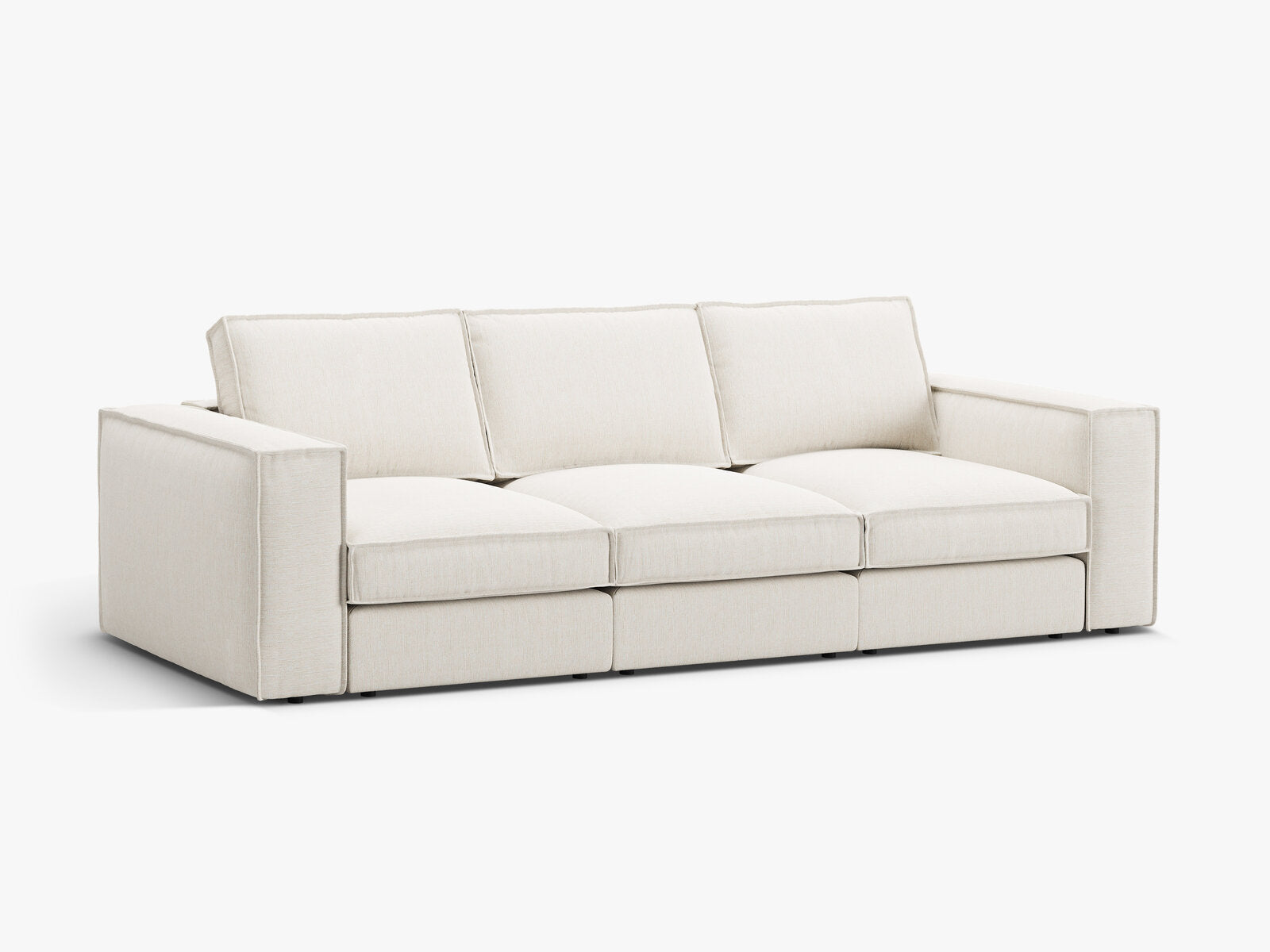 Micadoni modulares Sofa Pola 4-Sitzer Strukturierter Stoff Babel Weiß